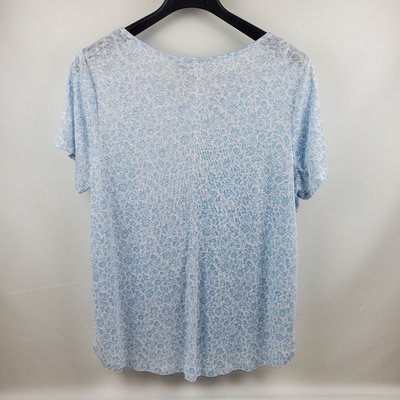 JOIE 100% Linen Short Sleeve Top High Low Round Neck Blue White NWT Plus Size 1X - Picture 2 of 5